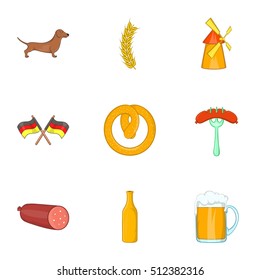 Stay in Germany icons set. Cartoon illustration of 9 stay in Germany vector icons for web