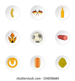 Stay in Germany icons set. Cartoon illustration of 9 stay in Germany vector icons for web