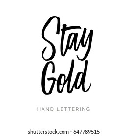 Stay Gold. Hand written elegant phrase for your design. Custom hand lettering. Can be printed on greeting cards, paper and textile designs, etc.