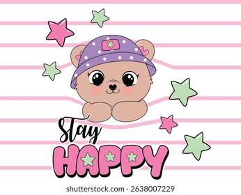 stay happy bear cute magic adorable