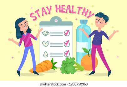 Stay Healthy Good Habits Woman Man Stock Vector (Royalty Free ...