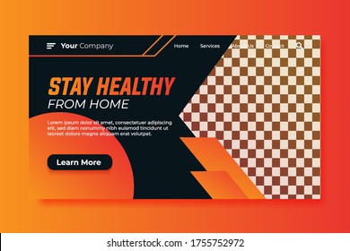 Stay Healthy Landing Page, Geometric Design. Sport Landing Page