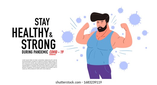 Stay healthy and strong man attack coronavirus, covid-19 pandemic
