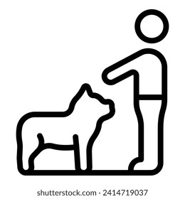 Stay here dog icon outline vector. School training. Online walk owner