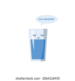 Stay Hidrated Glass Of Water Flat Design Character