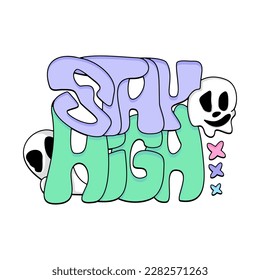 Stay high spook and skull cartoon vector icon Illustration. colorful concept isolated premium vector icon. flat cartoon style