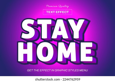 Stay home 3d - editable text effect