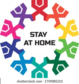 Stay at home. Abstract concept colorful vector 