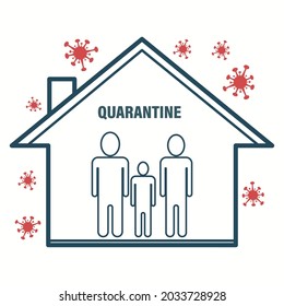 stay at home awareness social distancing campaign, Stop coronavirus or Covid-19 outbreak. family smiling and staying together at home. Stay home stay safe. health and medical vector illustration.