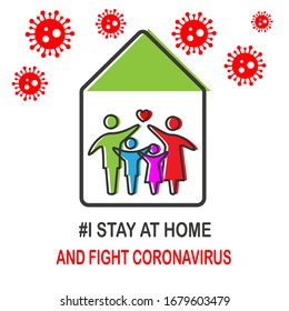 Me quedo en casa concientizando sobre la campaña de medios sociales y la prevención del coronavirus
Una familia que se queda a salvo durante la cuarentena de coronavirus COVID 19.