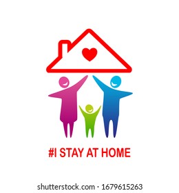 I stay at home awareness social media campaign and coronavirus prevention
A family staying home safe together during quarantine of coronavirus COVID 19.