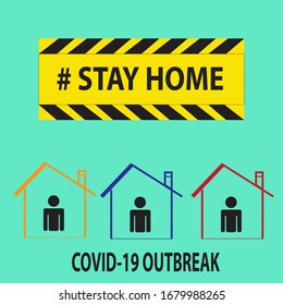 Stay home awareness social media campaign and Covid-19 prevention. Safe to avoid the spread of the Covid-19 Coronavirus. Vector illustration.