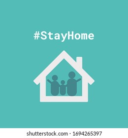 Stay at home awareness social media campaign and corona virus prevention.  Flat vector illustration.