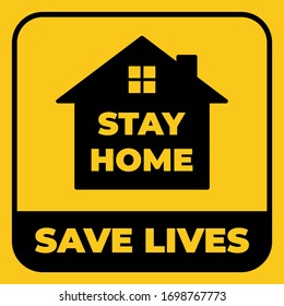 Stay at home awareness social media campaign logo or icon. Protection your self and save lives from COVID-19 or coronavirus.