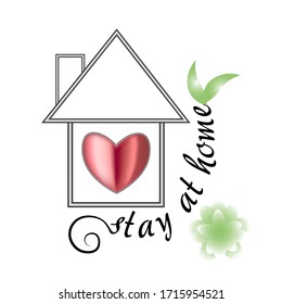 I stay at home awareness social media campaign and coronavirus prevention: love family at home. The symbol of staying at home. home outline with a love heart in it. unique vector