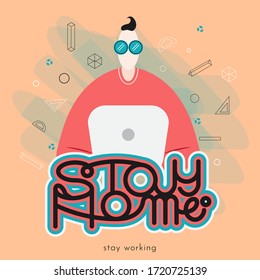 I stay at home awareness social media : working at home