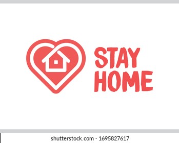Stay home badge design with house and heart combined icons. Healthcare in coronavirus cuarantine times.
