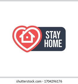 Stay home badge design with house and heart combined icons. Healthcare in coronavirus cuarantine times.