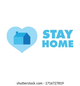 Stay at home badge. House icon inside a heart, take care, quarantine symbol.