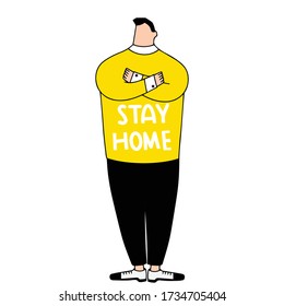 Stay home banner template. Stay at Home Concept, Vector Illustration.