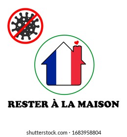Stay home, be safe, save lives lettering vintage for Covid-19 self quarantine times in France. #stayhome