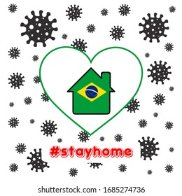 Stay home, be safe, save lives lettering vintage for Covid-19 self quarantine times in Brasil