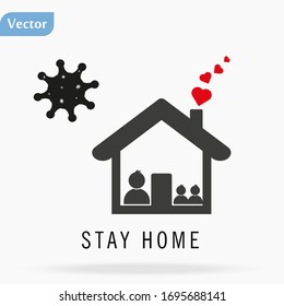 Stay at home and be safe sign. Self isolation and quarantine campaign to protect yourself and save lives. Handwritten brush lettering. Friendly and motivational poster. Stock vector illustration