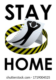 Stay home. black and yellow illustration. Coronovirus epidemic protective. Isolated vector on white background