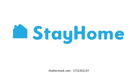 Stay home button with house icon and hashtag message. Quarantine campaign symbol for coronavirus outbreak prevention.