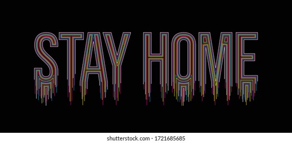 Stay Home Calligraphic line art Text shopping poster vector illustration Design.