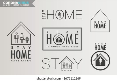 Stay Home, calligraphic symbol collection  to draw attention that everyones responsibility to stop the coronavirus. Different concepts to illustrate of Stay Home! Home vector collection