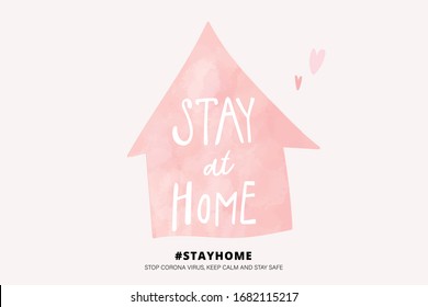 Stay home calligraphy for corona virus prevention vector background