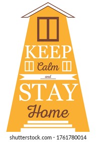 stay at home campaign with house roof window vector illustration design