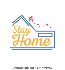 stay at home campaign with a house vector illustration design