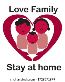 Stay at home. campaign to protect families from the corona virus. Vector illustration in icon style