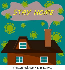 Stay Home campaign for protecting Covid-19 Coronavirus pandemic. Flat style vector illustration. 