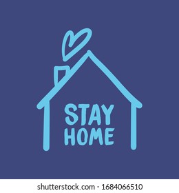 Stay home campaign symbol. Hand drawn house doodle for quarantine times. 