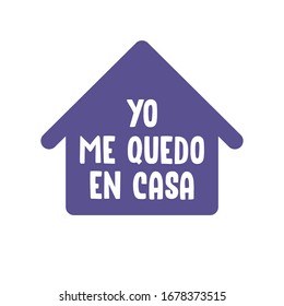 Stay home campaign with text in spanish. Coronavirus prevention campaign. 