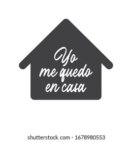 Stay home campaign with text in spanish. Coronavirus prevention campaign. 