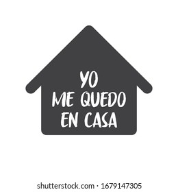 Stay home campaign with text in spanish. Coronavirus prevention campaign. 