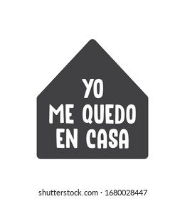 Stay home campaign with text in spanish. Coronavirus prevention campaign. 