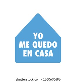 Stay home campaign with text in spanish. Coronavirus prevention campaign. 