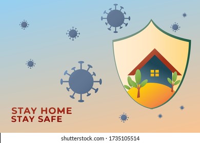 Stay home can protect you from coronavirus spread vector illustration. Fight covid-19 banner. Self quarantine poster