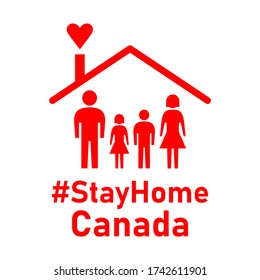 Stay Home Canada Hashtag Instruction Icon against the Spread of the Novel Coronavirus Covid-19 Virus. Vector Image.