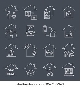 Stay Home cart icons set. Stay Home pack symbol vector elements for infographic web