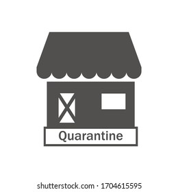 Stay at home. Closed house, store. Quarantine. Insulation. Self-isolation. Vector icon. Covid-19.