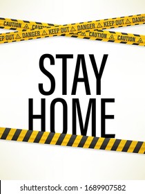 Stay home concept. 3d vector illustraction with text