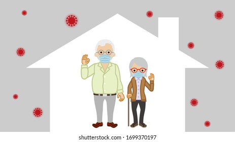 Stay at home concept art - senior couple