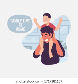 Stay at home concept from corona virus outbreak pandemic flat design concept