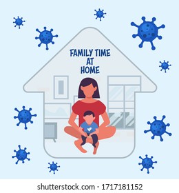 Stay at home concept from corona virus outbreak pandemic flat design concept